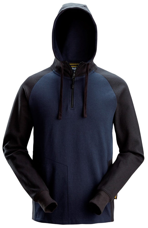 2842  Tweekleurige Hoodie met Halve Rits